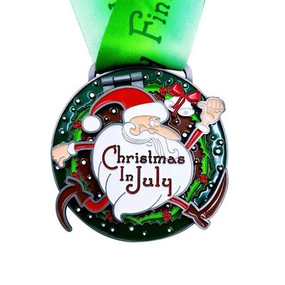 acheter Médailles de course de Noël de juillet Prix du finisseur de marathon Médaille Flip Top fabrication en ligne