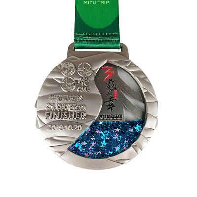 acheter Médailles Glitter Flow Médaille Globe Design Forme ronde avec boîte arcylique fabrication en ligne