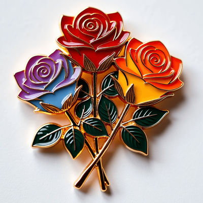 acheter Magnéte de réfrigérateur en alliage de zinc rose bouquet avec feuilles métalliques fabrication en ligne