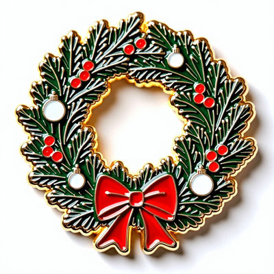 acheter Magnéte de réfrigérateur à couronne de Noël avec des baies de pin et un arc fabrication en ligne