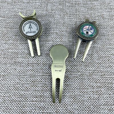 acheter Outils de divot de golf en émail souple en or antique et marqueur à billes avec aimant fabrication en ligne