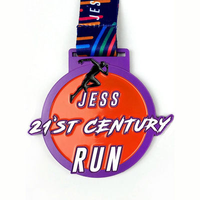 Color Spray Médaille de marathon en ligne Forme ronde Pour la course de la journée des dents