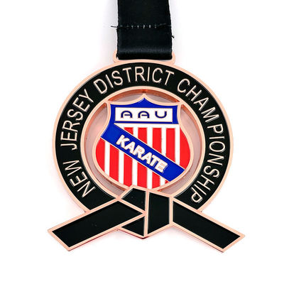 Médaille de taekwondo personnalisée avec couleur émail mou rempli avec impression