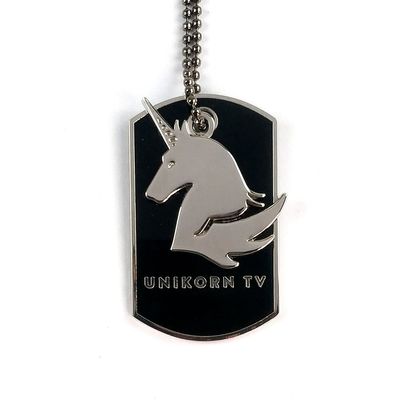 Logo promotionnel personnalisé gravé étiquettes de chien / étiquette de chien en métal unicorne