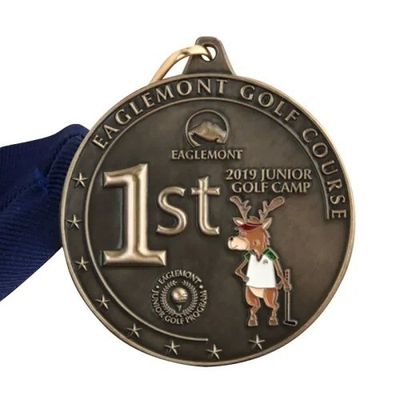 2Médaille de golf en alliage de zinc de qualité supérieure de 75 pouces personnalisée pour le terrain de golf