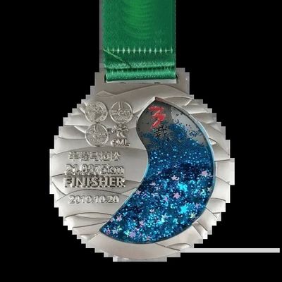 Médailles Glitter Flow Médaille Globe Design Forme ronde avec boîte arcylique