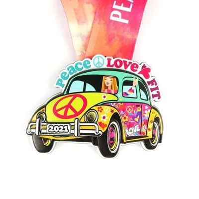 Médaille du prix de métal en alliage de zinc rempli de couleurs multiples 3D imprimé UV